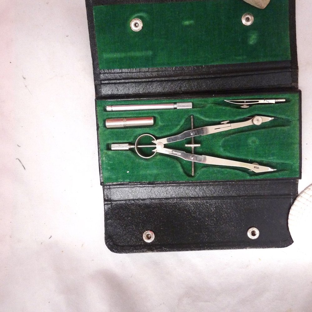 Antique Compass 1853 drawing set drafting art design case tools Germany